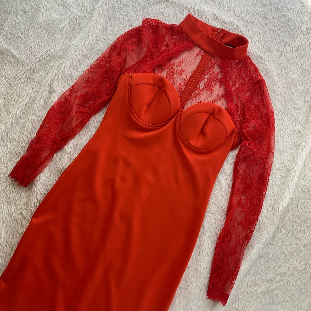 Red lace dress